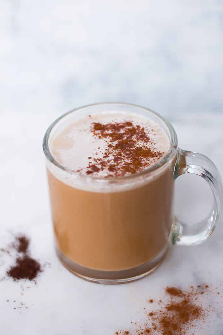 Homemade Chai Latte in a mug.