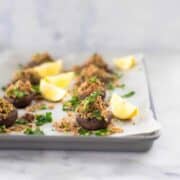 Healthy Stuffed Mushrooms You Can Make Ahead | healthy, low-carb, and gluten-free mushrooms appetizers | A Sweet Pea Chef