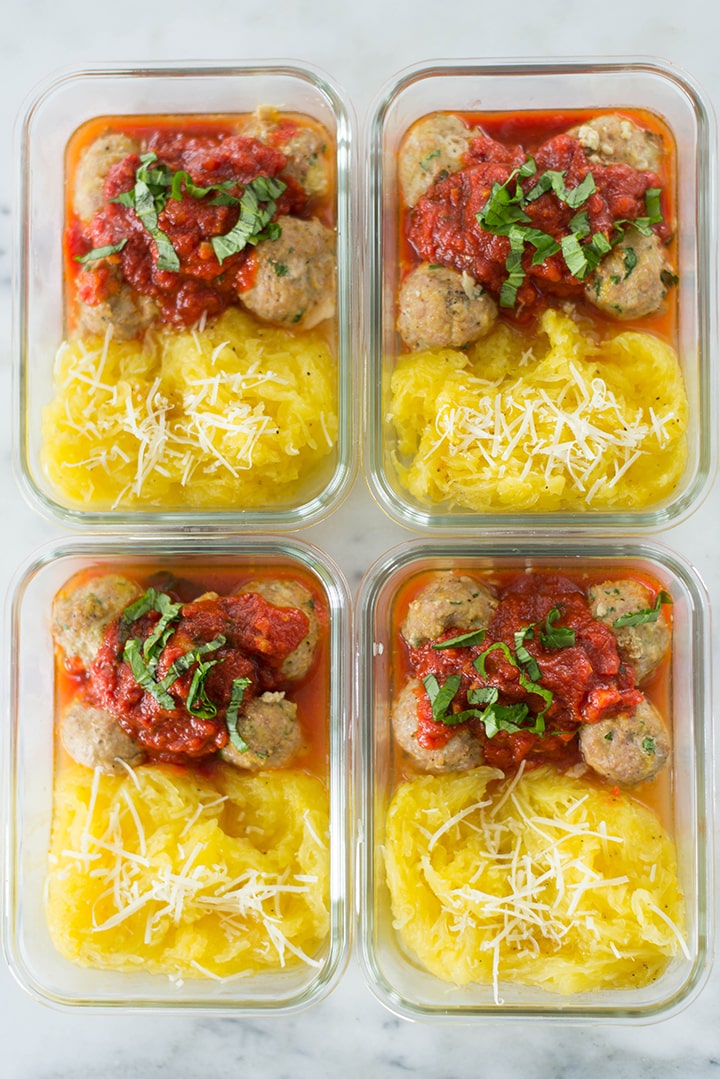 Ground Turkey Meal Prep Turkey Meatballs With Spaghetti Squash Noodles A Sweet Pea Chef