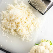 Image of shredded cauliflower from above