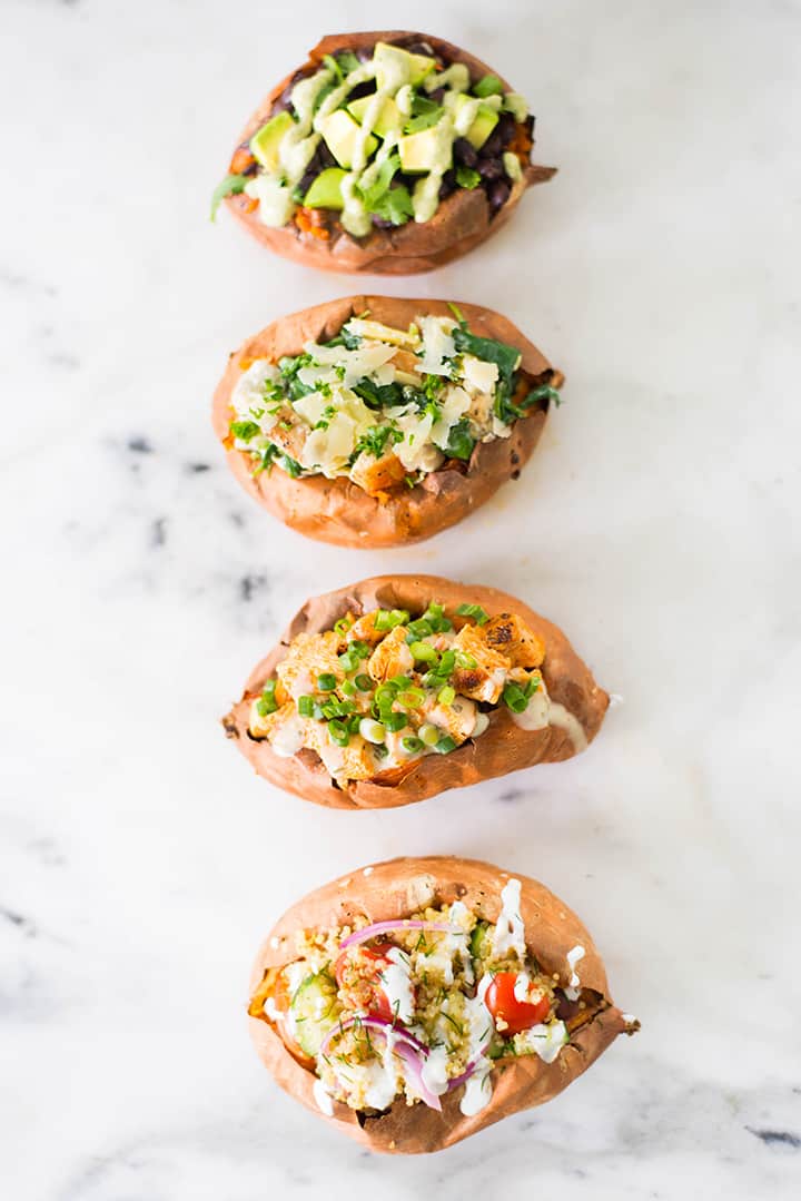 How To Make Baked Sweet Potatoes + 4 Easy Stuffed Sweet Potato Recipes | Learn how to cook sweet potatoes in the oven and discover 4 baked sweet potato toppings | A Sweet Pea Chef