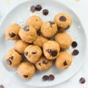 Chocolate Chip Peanut Butter Cookie Dough Bites On A Plate