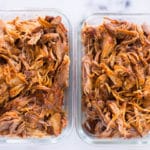 Carolina Pulled Pork in meal prep containers.