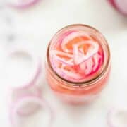 top view of pickled red onions