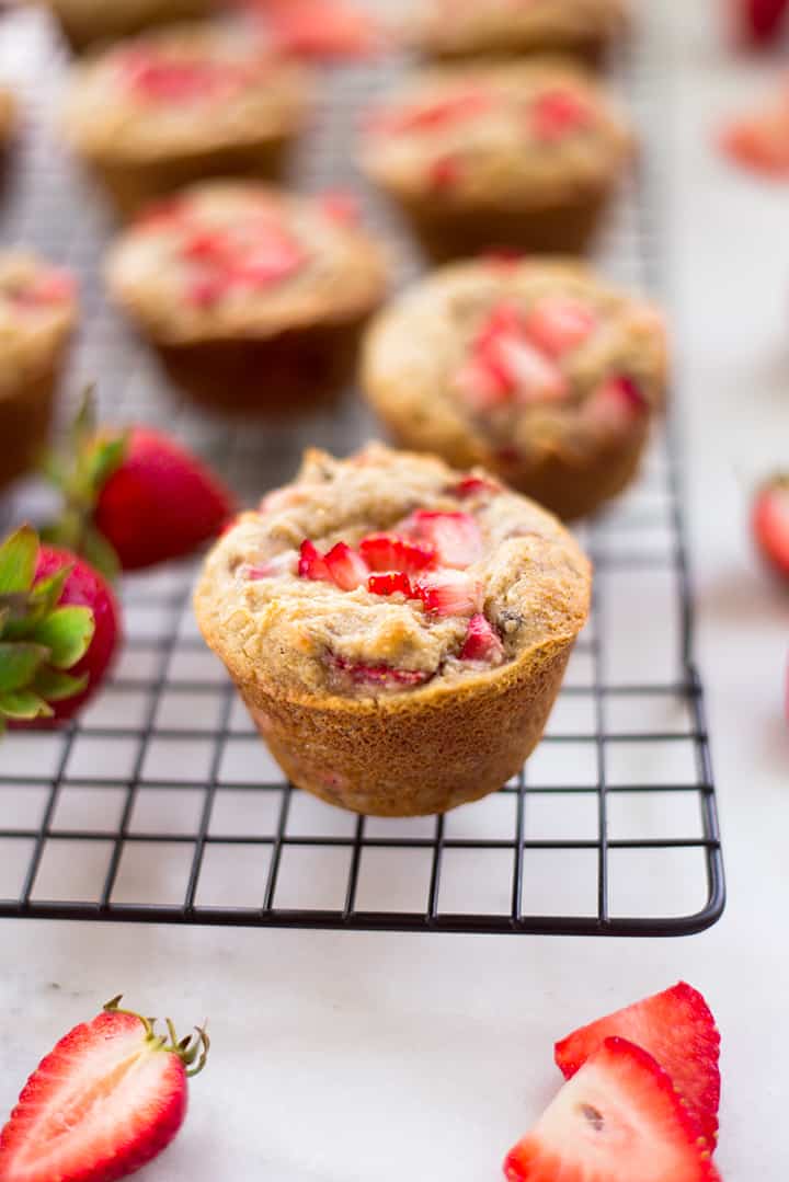 Healthy Strawberry Muffins Recipe | How to make healthy strawberry muffins refined sugar and flour free | A Sweet Pea Chef