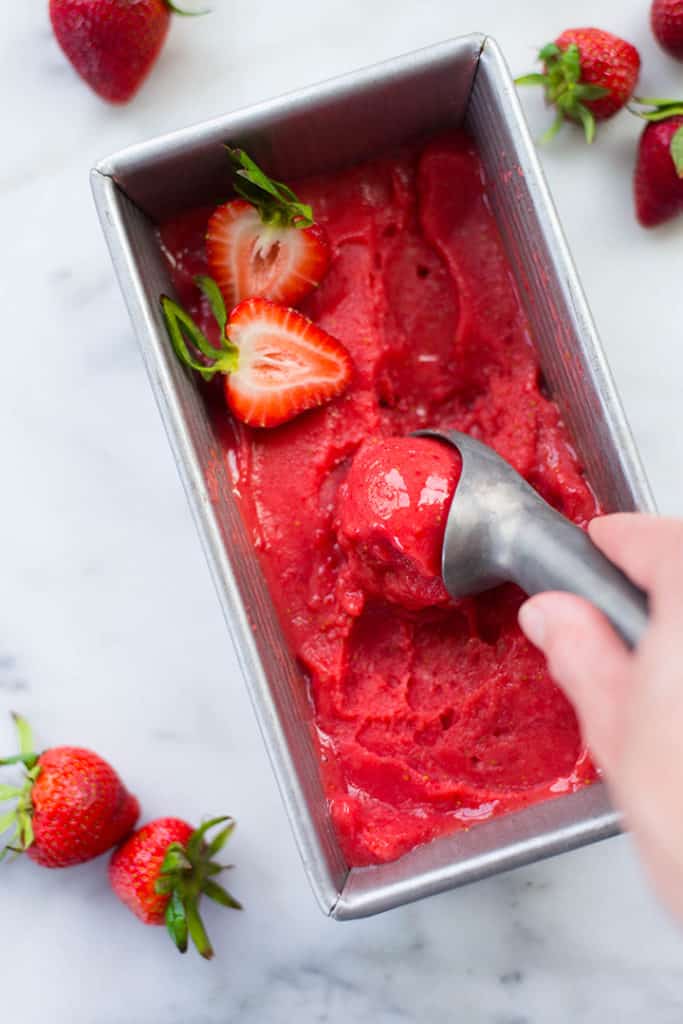 How To Make Strawberry Sorbet | recipe and tips for how to make healthy strawberry sorbet at home | A Sweet Pea Chef