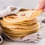 How to make delicious and easy 4-ingredient chickpea tortillas using chickpea flour, sea salt, water, and arrowroot starch. These tortillas are vegan, gluten-free, and clean-eating!
