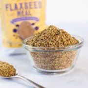 flaxseed in a jar on a table