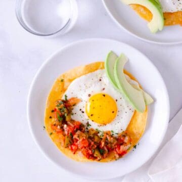 Top down view huevos rancheros