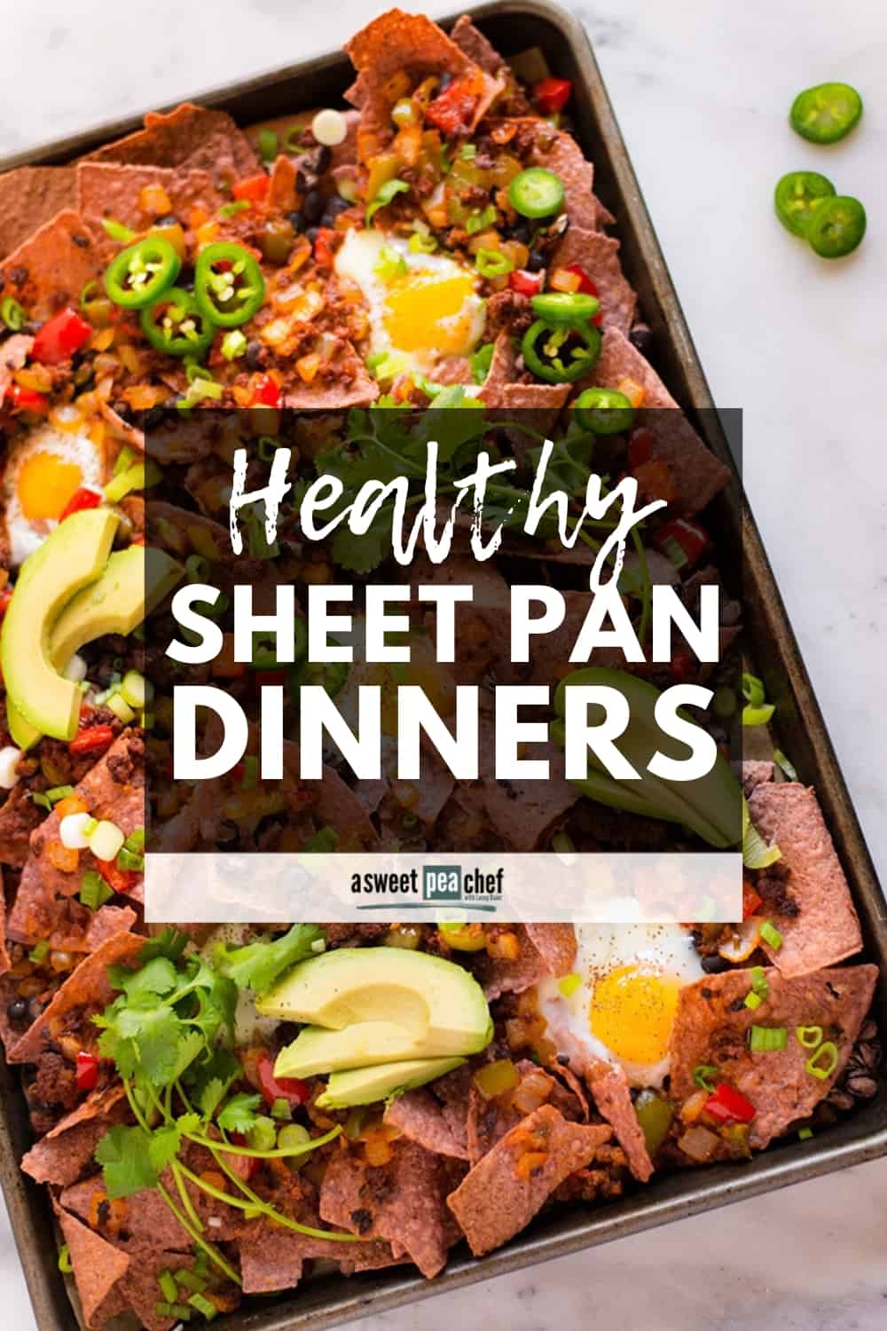 A Sheet Pan Meal with the text Healthy Pan Dinners on it.