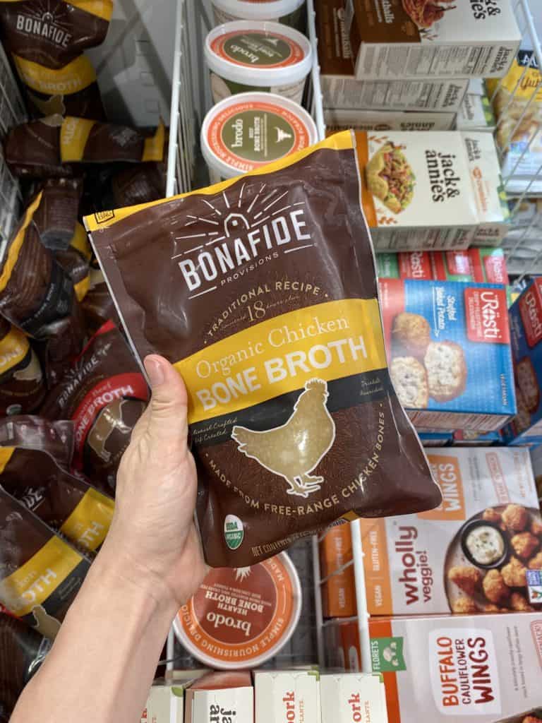 bonafide bone broth being held in a grocery store