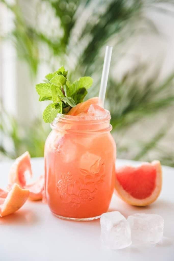 grapefruit juice in a mason jar