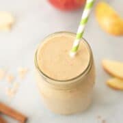 Top down view of Apple Crisp Protein Smoothie