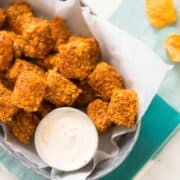 Crispy Baked Sweet Potato Tots with Greek Yogurt Dip