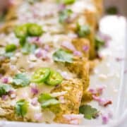 Green Chile Chicken Enchiladas plated scene