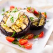 Grilled Eggplant With Tahini Yogurt Sauce