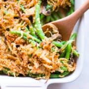 green bean casserole plated ready to be served