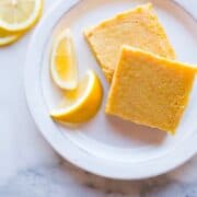 Healthy Lemon Bars plated ready to eat