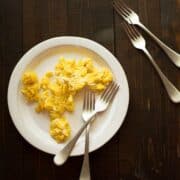 scrambled eggs on a plate