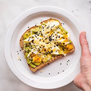 Perfect Avocado Toast with Soft Boiled Egg covered in everything seasoning