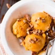 Pumpkin Frozen Yogurt with Roasted Pecans