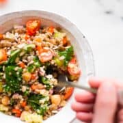 Quinoa Lentil Salad with Lemon Vinaigrette