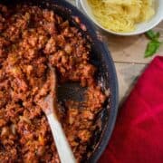 Spaghetti with Meat Sauce plated scene