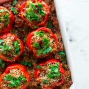 Stuffed Peppers plated scene