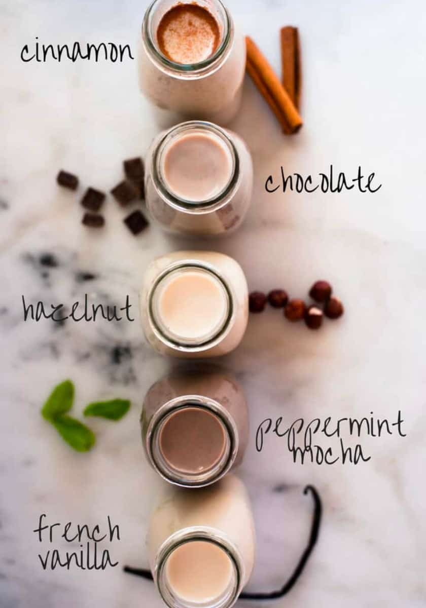 How to Make Coffee Creamer + 5 Healthy Flavored Coffee Creamers | Enjoy a cup of your favorite flavored coffee guilt-free! Making homemade coffee creamers is easier than you think. Let me show you how to make coffee creamer plus I’ll share my top 5 Healthy Flavored Coffee Creamers! | A Sweet Pea Chef